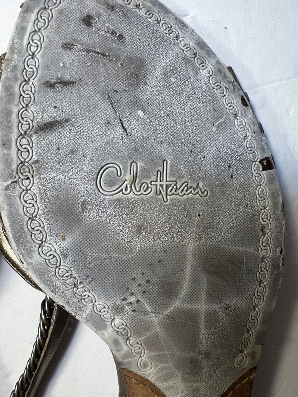 Cole Haan Metallic Bronze Women's Slingback Sandals with Chain Detail